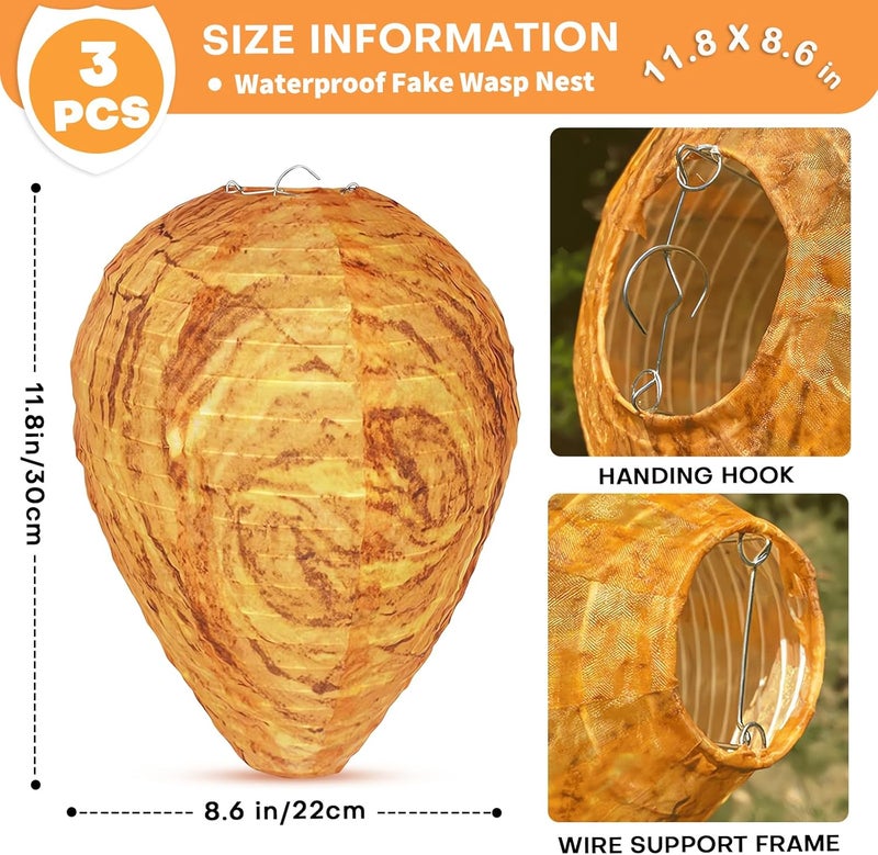 WUIIOE 3 Pack Waterproof Wasp Nest (8x11inch) - Image 2